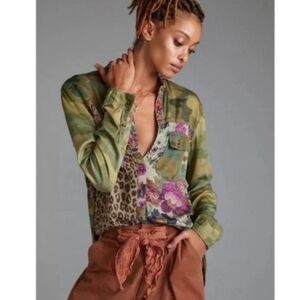 Anthropologie Pilcro Printed Button Down Tunic Size XS